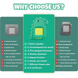 Machine à lire les cartes d'éducation précoce pour enfants, grand dinosaure, jouet sonore en plastique, 0-24 mois, piles AA alcalines, unisexe - Product Image 2