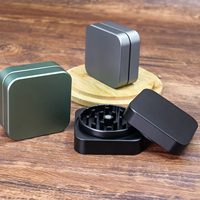 Broyeur à herbes en alliage d'aluminium de haute qualité, carré, 50 mm, 2 couches, pour tabac, accessoires pour fumeurs