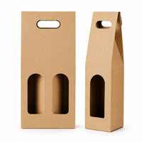Boîte d'emballage personnalisée pour vin rouge, boîte cadeau en carton ondulé pour une ou deux bouteilles, logo en estampage à chaud sur papier kraft