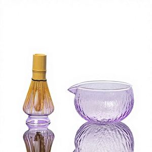 Hot Sale New Multi-color Glass Matcha Bowl with Spout Matcha Tools <b>Tea</b> Bowl Cup Whisk Home Use <b>Tea</b> <b>Set</b> in Gift Box - Product Image 1