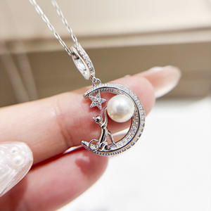 Accessoires en perles DIY 31479, pendentif en argent S925, perles de 5 à 7 mm, support vide, bouton pendentif or/argent, motif diamant taille princesse - Product Image 1