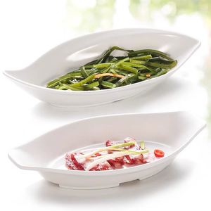 Plats de dîner Platos de restaurant à la maison assiettes, 10 "12" plats blancs solides faits sur commande de mélamine de forme de <span class=keywords><strong>bateau</strong></span> - Product Image 4