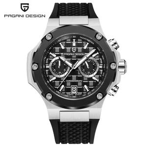 Reloj Cronógrafo de Acero Inoxidable para Hombre PAGANI DESIGN, Caja Octogonal de 45 mm, Correa de Silicona, Esfera Analógica de Cuarzo Deportiva - Product Image 3