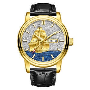 Reloj Mecánico Automático para Hombre HANBORO, <span class=keywords><strong>Serie</strong></span> Smooth Sailing, Diseño de Velero, Esfera Simple, Visualización de Calendario con Manecillas - Product Image 3