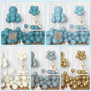 Оптовый набор для арки из воздушных шаров цвета пыльно-голубой: 18, 12, 10, 5-дюймовые латексные шары цвета сланцевой гари, туманно-голубые, цвета слоновой кости, металлизированные, с конфетти - Product Image 6