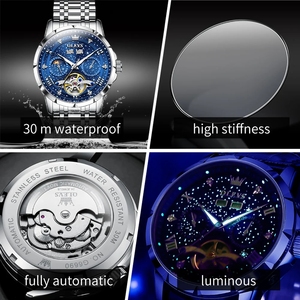 Drop Shipping OLEVS Men Watch Original Tourbillon Multifunctional Mechanical Watch Astral Dial Watches For Men Moon Phase Reloj - Product Image 2