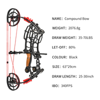 Kit d'arc à poulies polyvalent 35-70 lbs - Ensemble complet 2-en-1 flèches et billes d'acier pour la chasse et le tir