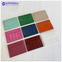 Dompet Kartu Kulit Laserable Pulsen Factory, Desain Tipis 5 Slot, Dompet Kulit Buaya Tempat Kartu Bisnis dan Kartu Kredit
