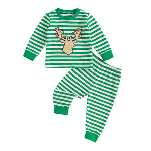 Bajo MOQ personalizado bordado fabricante <span class=keywords><strong>Navidad</strong></span> Bebé <span class=keywords><strong>Ropa</strong></span> bordada manga larga sudadera cintura elástica pantalones chico trajes - Product Image 6