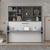 Lit mural Murphy avec rangement, pliable horizontalement, gain de place, pour piano, bureau, lits invisibles cachés