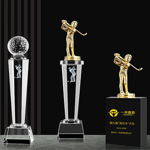 Trofeo de Golf de Cristal K9 en Blanco al por Mayor, Trofeo de Bolas de Golf de Cristal con Grabado Láser 3D Personalizado para Eventos Deportivos de Golf - Product Image 1