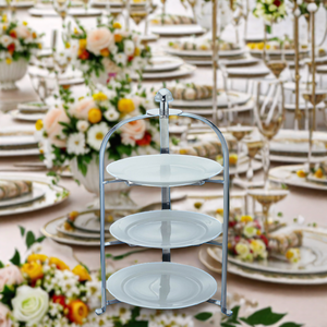 Plateau <span class=keywords><strong>de</strong></span> service à gâteau pliable en métal <span class=keywords><strong>de</strong></span> luxe à 3 niveaux, plateau à <span class=keywords><strong>dessert</strong></span> moderne pour hôtel, mariage, Noël, ensemble <span class=keywords><strong>de</strong></span> nourriture pour le café, support à gâteau en métal - Product Image 6