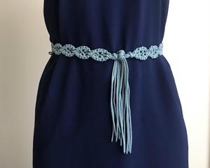 Ceinture en macramé bleu clair tendance - Product Image 1