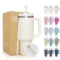 Gobelet H2.0 de 40oz avec logo personnalisé, tasses à café isolées sous vide, tasse de voyage à sublimation en acier inoxydable avec poignée et couvercle en paille
