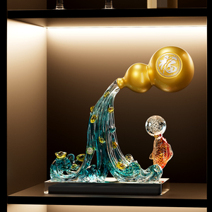 Adorno de Calabaza China Moderno, Decoración de Cristal para la Prosperidad, para Sala de Estar, Oficina, Regalo de Inauguración de Casa - Product Image 5