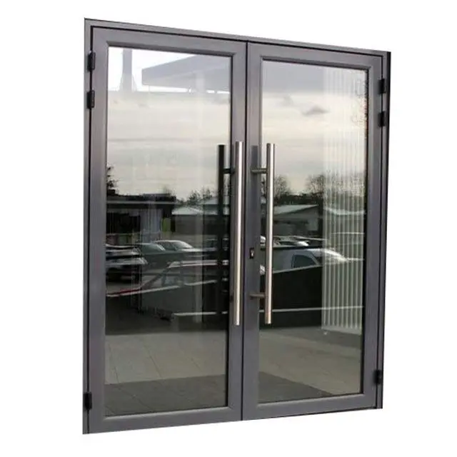 Puerta delantera de aluminio para tienda de supermercado, precio barato, doble entrada de vidrio, Comercial