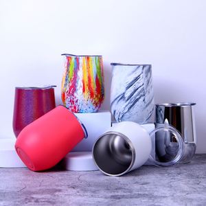 Promotion Gift Custom Logo 12oz 304 Stainless Steel <b>Coffee</b> Beer Mugs Double Walled Egg Shape Cup Travel Wine Tumbler with Lid - Product Image 1