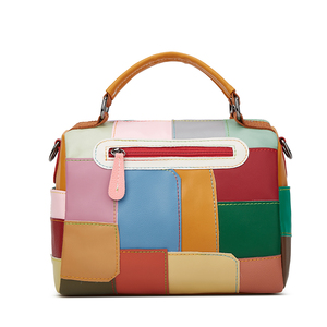 <span class=keywords><strong>Sac</strong></span> à main coloré en similicuir patchwork avec rivets et pompons, <span class=keywords><strong>sac</strong></span> <span class=keywords><strong>bandoulière</strong></span> Boston, <span class=keywords><strong>sac</strong></span> à l'épaule décontracté <span class=keywords><strong>pour</strong></span> le quotidien et les soirées - Product Image 6