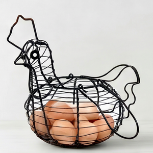 Hen's <b>Egg</b> <b>Basket</b> In Iron With Rustic Finished Ideal For Stylish Storage And Organizing In the Kitchen Or Pantry Use - Product Image 1