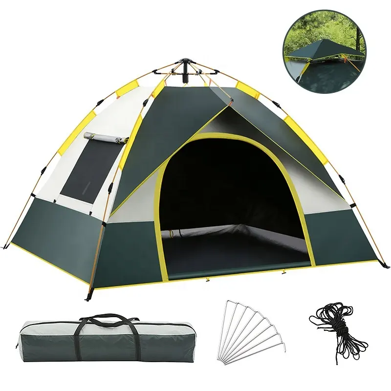 Tenda da campeggio esterna impermeabile 2-3-4 persone tenda da campeggio portatile pieghevole completamente automatica con protezione solare