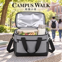 Sac à lunch pour préparation de repas, en polyester réutilisable avec fermeture éclair et poche avant, réutilisable pour le travail quotidien, les voyages et les pique-niques