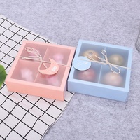 Boîte à macarons en plastique de haute qualité, bio-dégradable, 4 pièces, boîte d'emballage Macaron avec fenêtre transparente