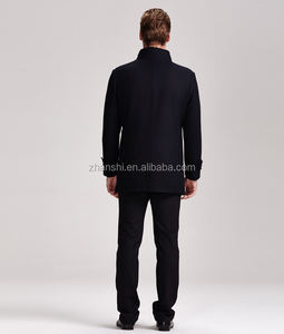 2016 Korean Style <strong>Mens</strong> Fashion Winter <strong>Black</strong> Wool Cashmere <strong>Pea</strong> <strong>Coat</strong> - Product Image 6