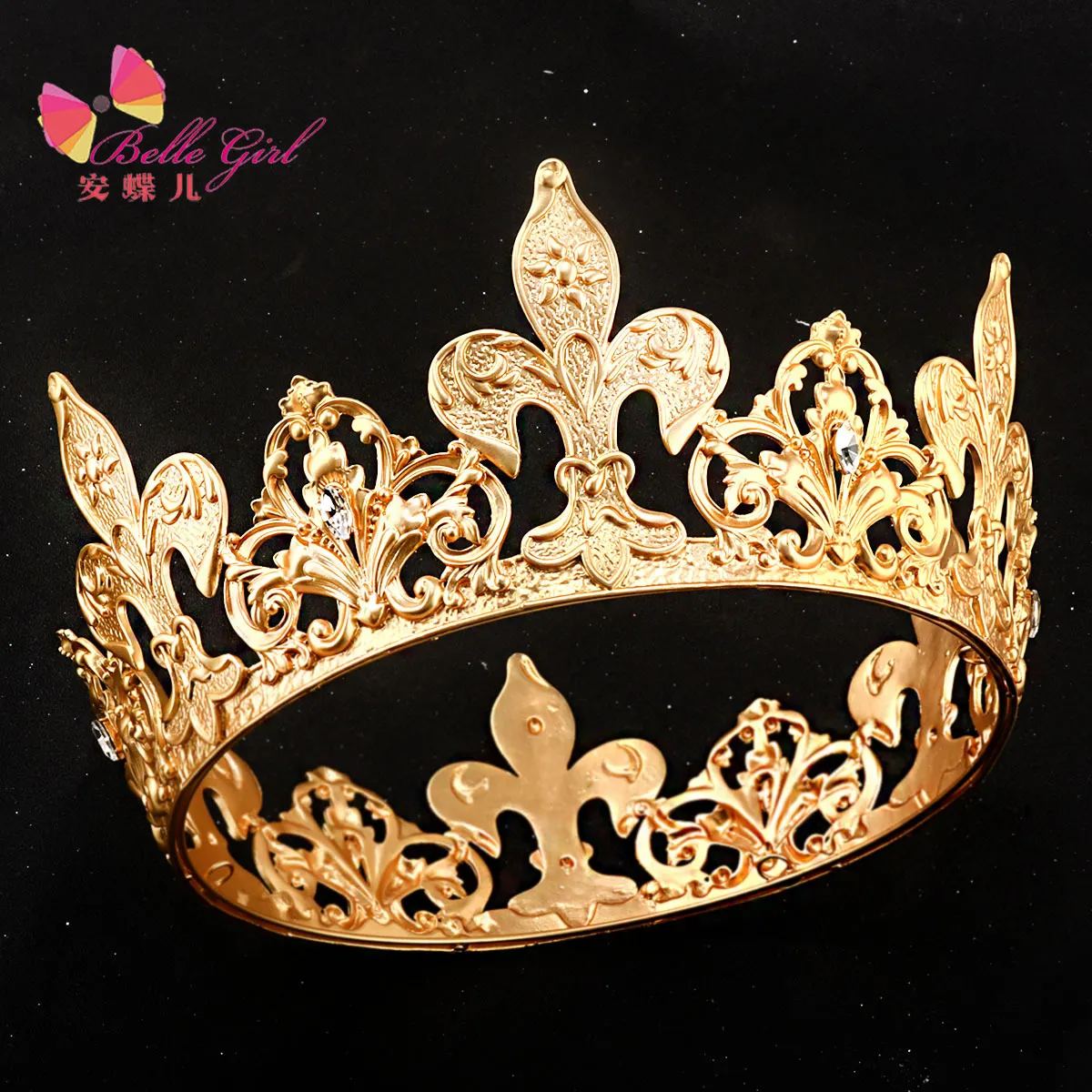 BELLEWORLD Crystal Vintage Royal Queen King Tiaras and Crowns Pageant Prom Diadem Hair Ornaments Wedding Hair accessories