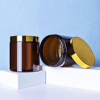 Pot en plastique PET ambré pour crème cosmétique, emballage OEM pour crème pour le corps et le visage, 100 ml, 150 ml, 250 ml, 300 ml, 500 ml, 1000 ml