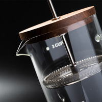 Cafetière à piston en verre borosilicate de bambou de 350, 600, 800, 1000 ml