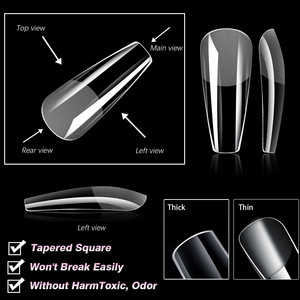 Puntas de Uñas Postizas Transparentes Semitransparentes de 504 Piezas en Bolsa, Forma Trapezoidal, Sin Lija, <span class=keywords><strong>Manicura</strong></span> sin Costuras - Product Image 2