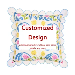 Capas de almofada de tecido de lona de algodão com desenho personalizado OEM/ODM com desenho de desenho animado padrão jacquard listrado decoração de casa