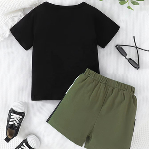 ชุดลำลองสองชิ้นคุณภาพสูงสำหรับเด็กผู้ชาย ขายส่งชุดกีฬาฤดูร้อนสำหรับเด็ก ผ้าแคนวาสลายพราง - Product Image 2