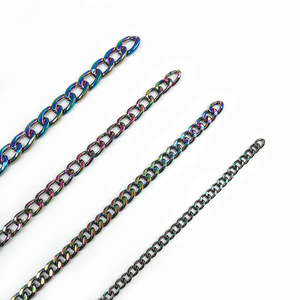 Cadena de hierro galvanizada de colores, cruz biselada arcoíris, accesorio DIY para bolsos, correa de hombro, cadena decorativa - Product Image 1