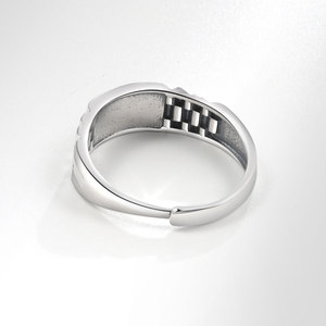 Anillo Ajustable de Cobre Chapado en Oro Blanco con Diseño Geométrico Antideslustre para Hombre, Estilo Vintage Negro, Venta al por Mayor de Joyería a Granel - Product Image 4