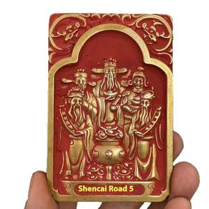 Античная латунная пятисторонняя подвеска «Бог богатства»-даосский предмет, двухсторонний резной, статуэтка, коллекционный класс - Product Image 5