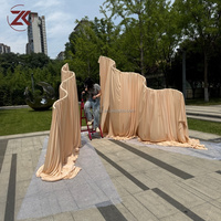 Arche de toile de fond incurvée en tissu ZKAI, support de toile de fond drapé pour mariage, idéal pour la décoration d'événements en extérieur