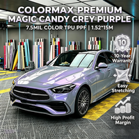 Film de protection de peinture (PPF) en TPU haute résistance, couleur gris-violet effet bonbon magique, 1,52*15m, vente en gros usine