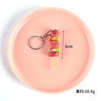 Modèle de brochettes de barbecue miniatures en PVC, jouet alimentaire, brochettes de viande, brochettes de caille, jouet porte-clés pendentif