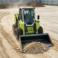 Mini-chargeuse sur pneus de 1 tonne, diesel, avec godet et accessoires pour la construction et l'agriculture, certifiée CE, haute efficacité