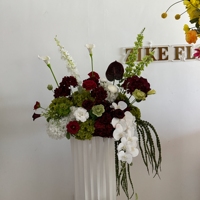 Fleurs artificielles orchidées et hortensias réalistes bordeaux pour centre de table, décorations de mariage pour réception et toile de fond de scène