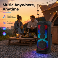 HANSUO HS-TS06P8 80W Speaker Karaoke Portabel 6 Inch dengan Baterai 7200mAh Lampu RGB USB FM dan Fungsi Rekaman