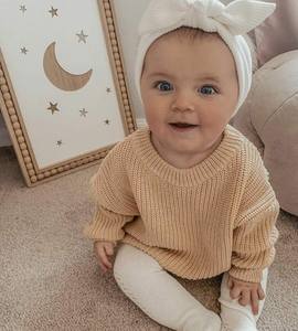 Pull en tricot surdimensionné pour filles et garçons, pull confortable à col rond de couleur unie pour bébés et tout-petits, automne et hiver - Product Image 3