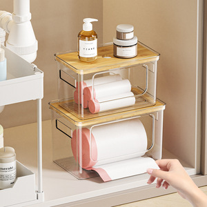 Wholesale <b>Plastic</b> Three-piece Stackable Transparent Design Tissue Box Desktop Coffee <b>Table</b> Pull-out Roll Paper Box - Product Image 3