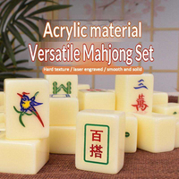Ensemble de Mahjong en Acrylique Tendance de Taïwan avec Tuiles à Mélanger à la Main pour Jeu de Loisirs Familial à Domicile – Stock Disponible
