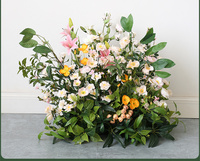 Nouvelle Conception Décoration Intérieure Paysagère Rangée de Plantes et Fleurs Artificielles pour Événements Cérémonies Fêtes Mariages Décoration de Table Arche Porte