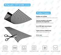 Écran LED holographique flexible P3.9, ultra fin, haute définition 4K, affichage LED transparent pour fenêtre en verre, mur-rideau