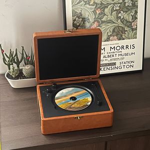 Reproductor de CD portátil retro, conexión inalámbrica, sistema de audio estéreo vintage tipo maleta, entrada USB/AUX, caja de música para decoración del hogar, regalo. - Product Image 1