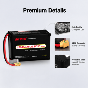 Batterie Lipo 22000mAh 22.2V 5C pour drone de levage lourd, directement de l'usine, avec temps de vol long, prise OEM personnalisée disponible - Product Image 5
