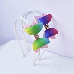 ใหม่ล่าสุดประดับเลื่อมหนังสำหรับเด็กโบว์คู่เครื่องประดับผมสไตล์หวานสำหรับฤดูร้อนของขวัญที่คาดผม - Product Image 5